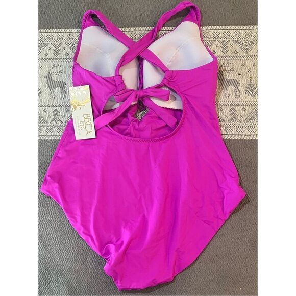 Becca Etc Color Code - Women's Plus Size One Piece Swimsuit, Plunge Neck - Picture 5 of 6